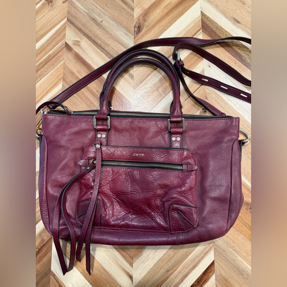 Joe’s Jeans Wine Payton Leather Satchel